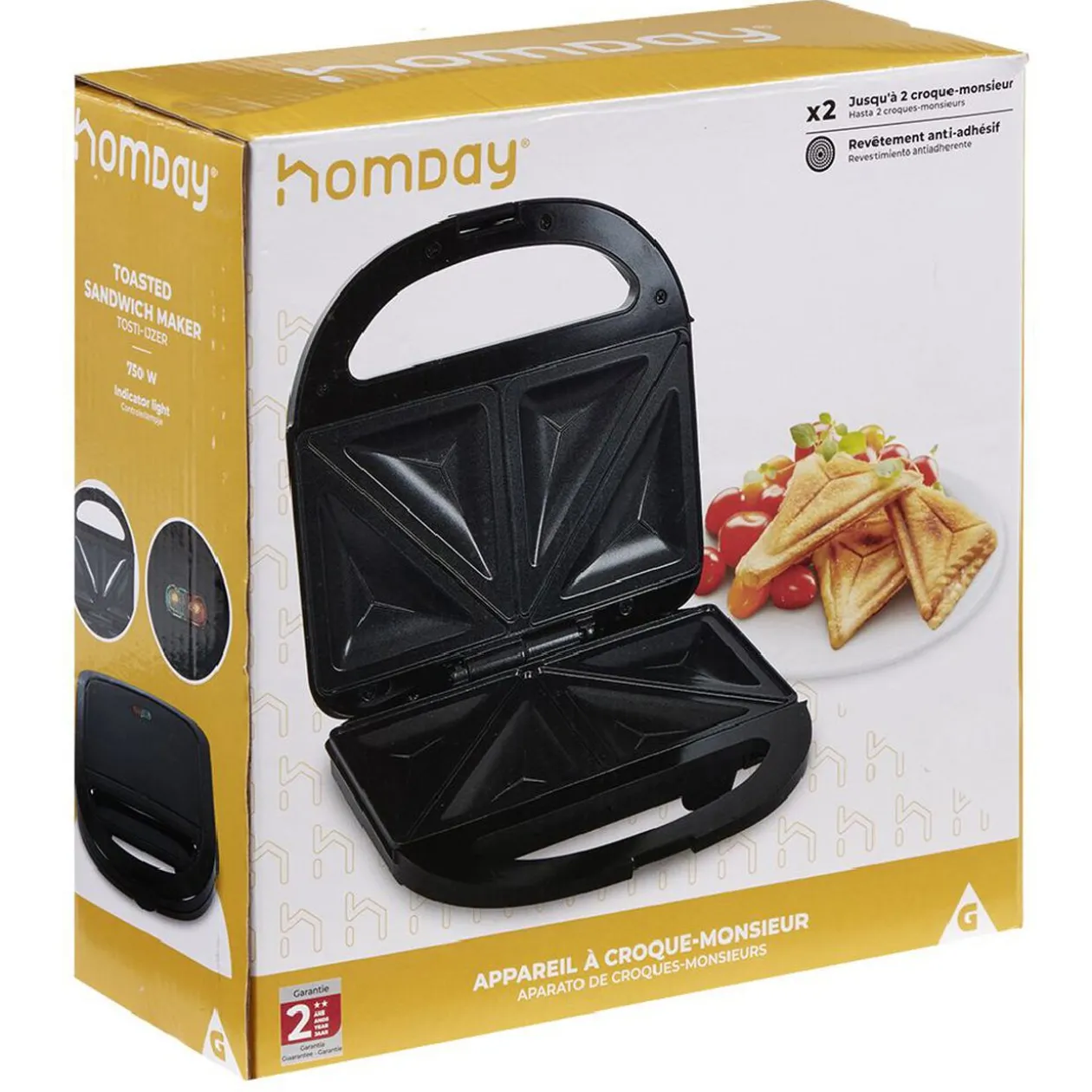 Appareil à croque monsieur Homday 750W
