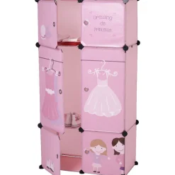 Armoire dressing rose pour enfant design princesse