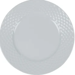 Assiette à dessert blanche ronde aile damassée