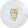 Assiette à dessert blanche hibou mandala doré