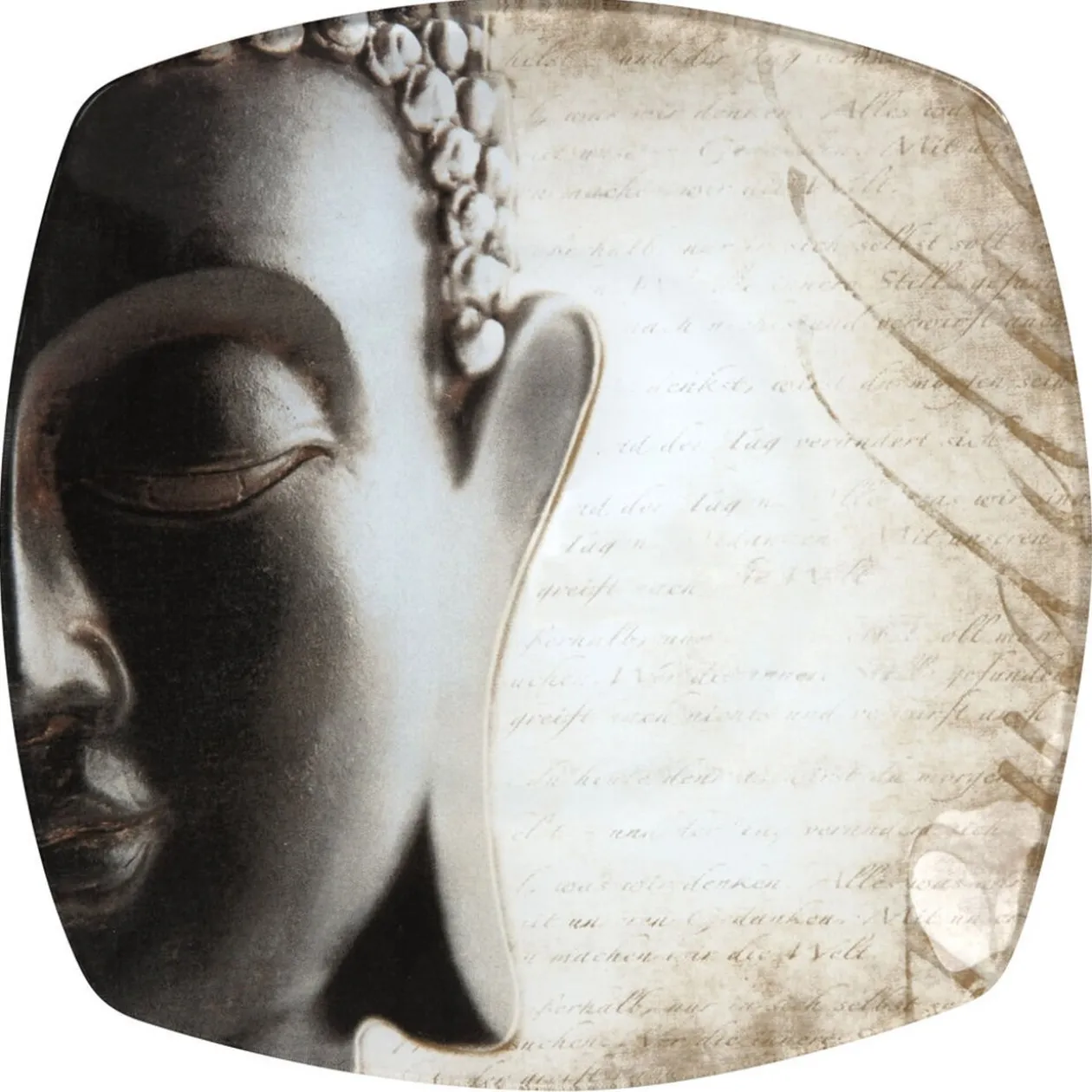 Assiette à dessert carrée design Bouddha