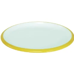 Assiette à dessert en faience contour bicolore