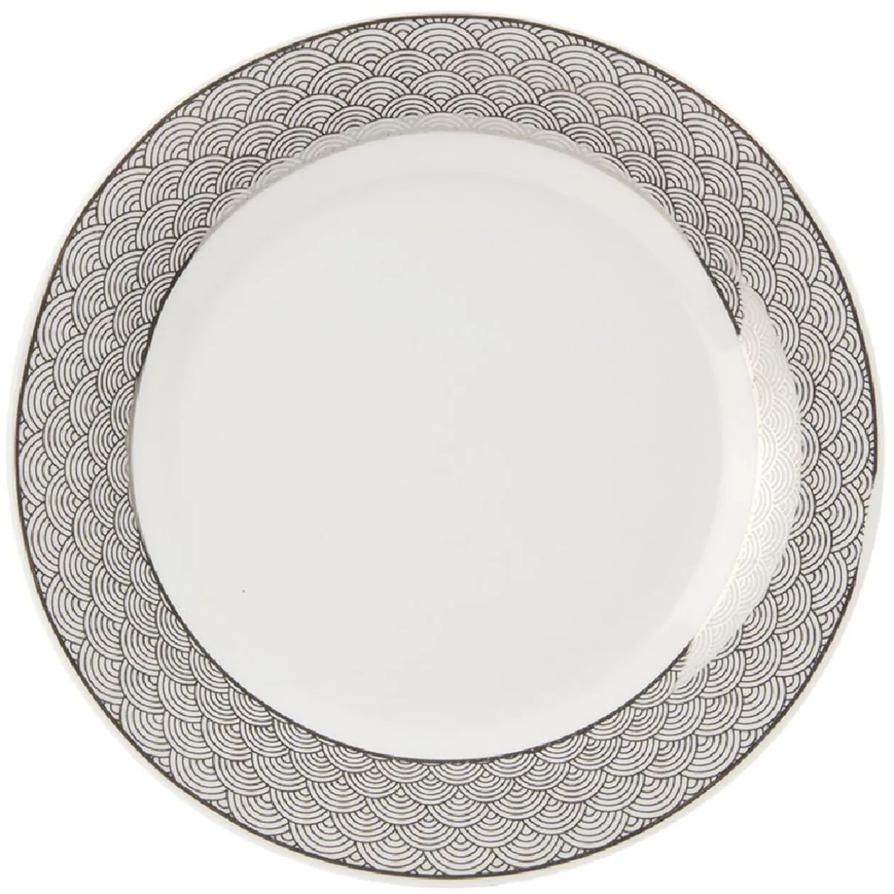 Assiette à dessert en porcelaine motif argenté