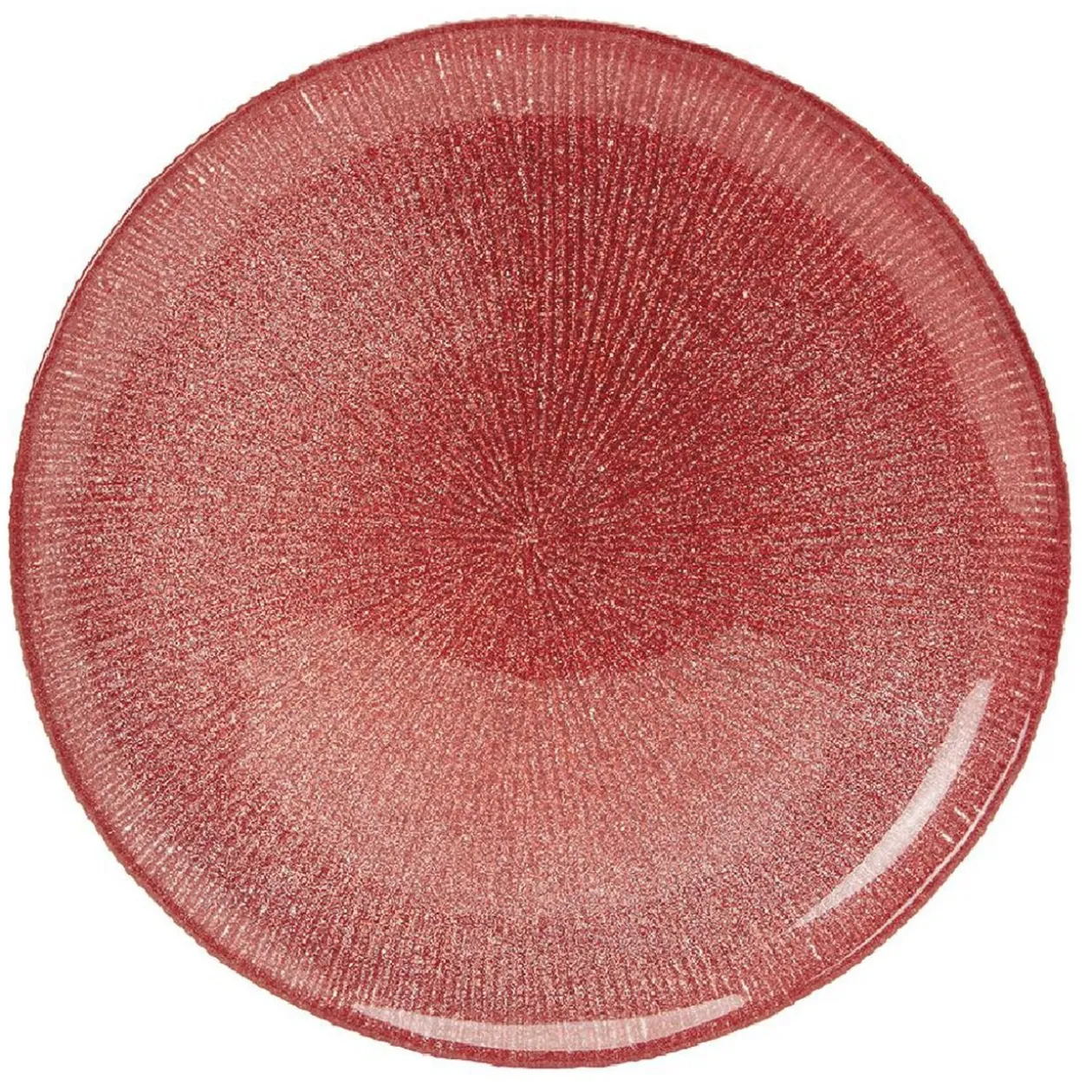 Assiette à dessert en verre strié rouge