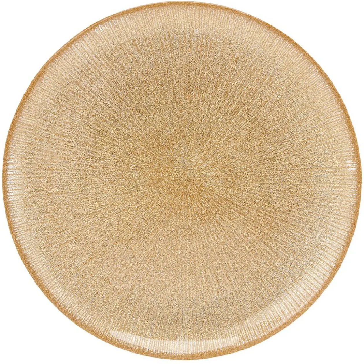 Assiette à dessert en verre strié doré