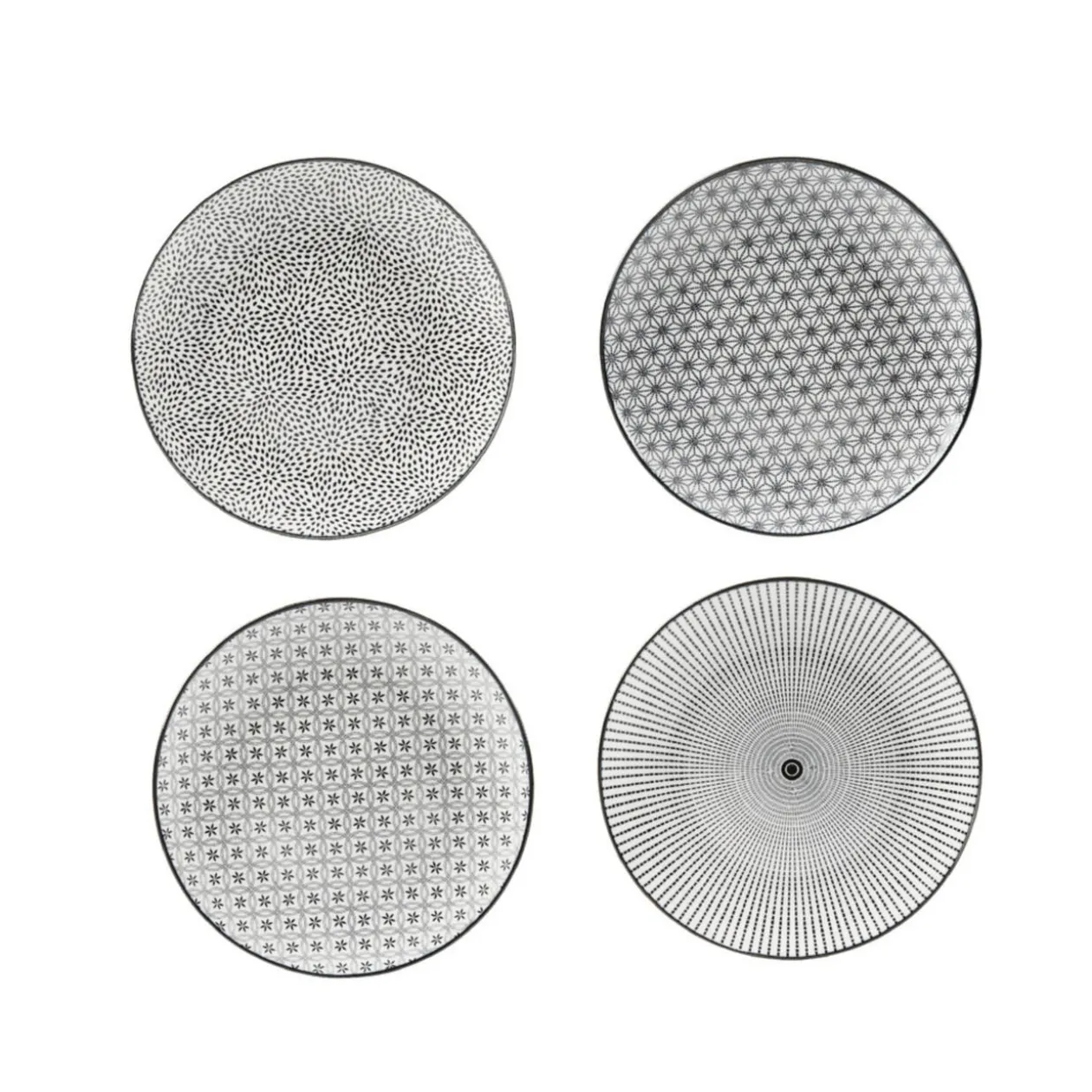 Assiette à dessert Helsinki décor noir blanc x4