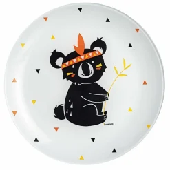 Assiette à dessert Kotipi motif Koala triangle noir et orange