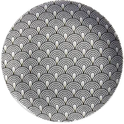 Assiette à dessert motif vague japonaise gris