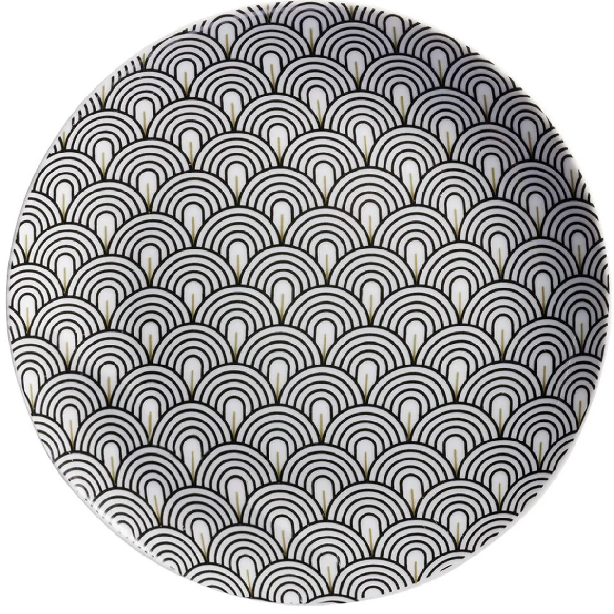 Assiette à dessert motif vague japonaise gris