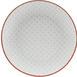 Assiette à dessert Oreige décor trèfles à bord rouge x4