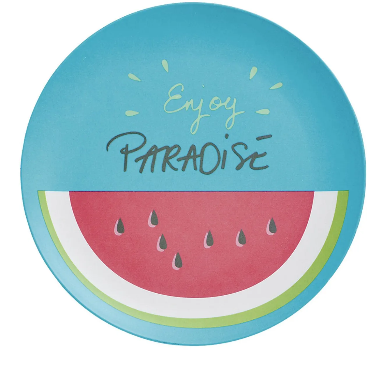 Assiette à dessert pastèque Enjoy Paradise en plastique