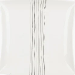 Assiette à dessert porcelaine blanche lignes grises