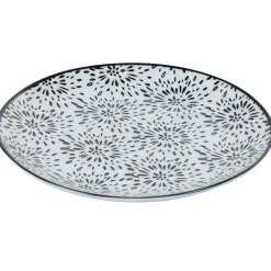 Assiette à dessert ronde blanche et noire Sara