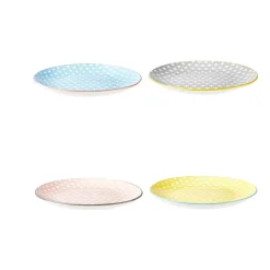 Assiette à dessert ronde carreau de ciment multicolore x4