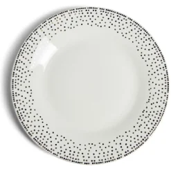 Assiette à dessert ronde Ø19cm porcelaine pois blanc et doré
