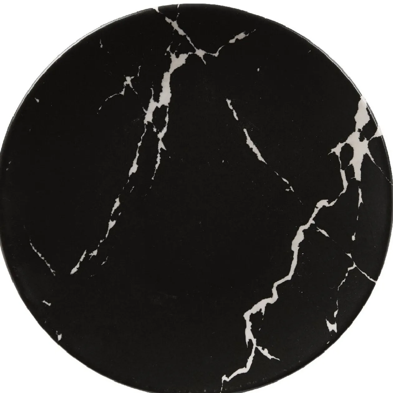 Assiette à dessert ronde décor marbre noir et blanc