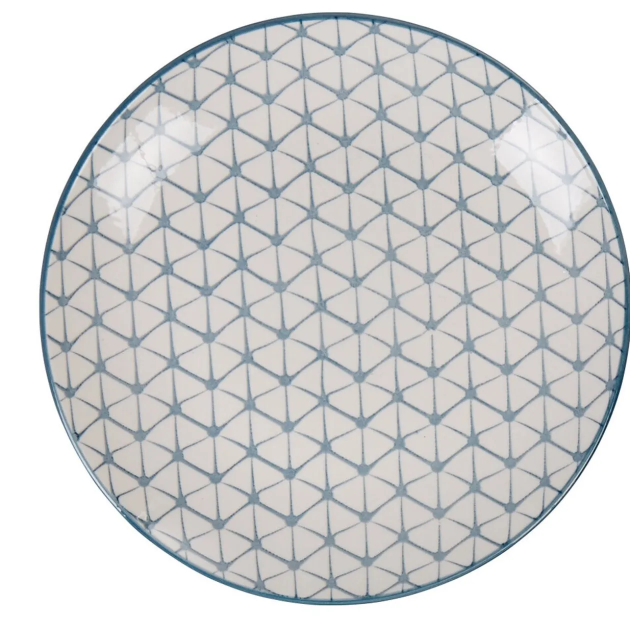 Assiette à dessert ronde motif géométrique bleu Urban