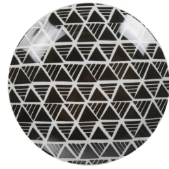 Assiette à dessert ronde porcelaine zig zag blanc gris