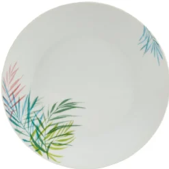 Assiette à dessert ronde porcelaine feuillage multicolore