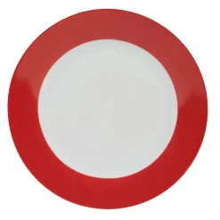 Assiette à dessert ronde rouge et blanche