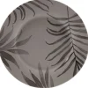 Assiette à dessert ronde taupe motif feuilles
