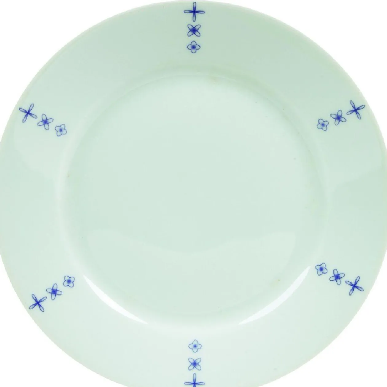 Assiette creuse blanche décor aile bleu