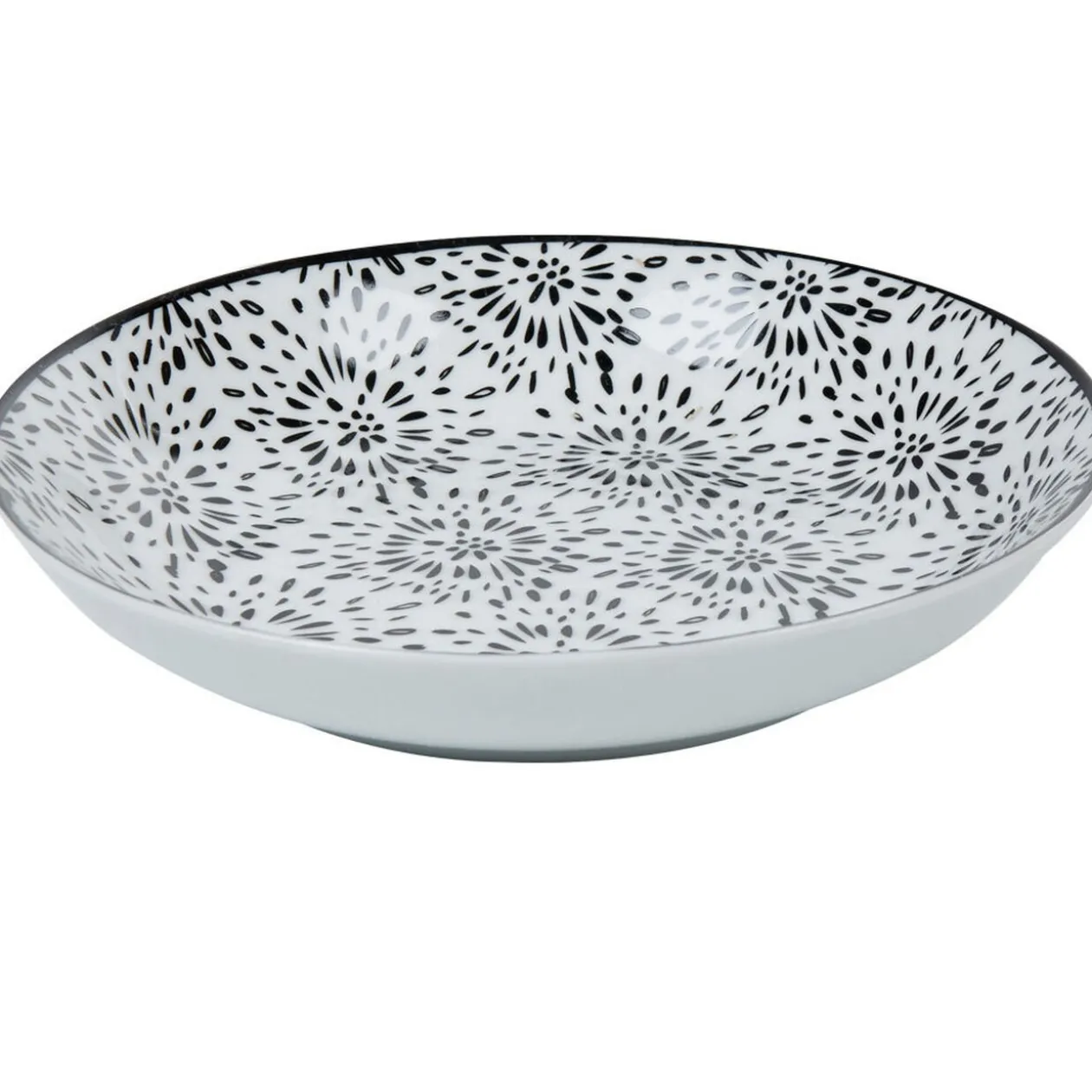 Assiette creuse ronde blanche et noire Sara