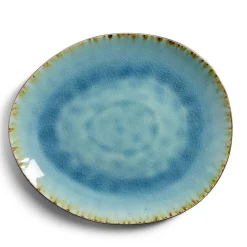 Assiette décore plate grès vert Ø28,5x24cm
