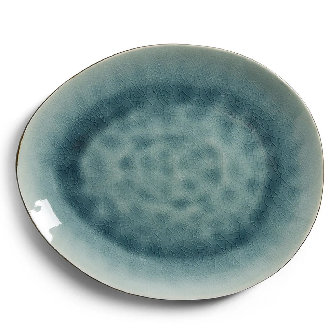 Assiette décore plate grès vert Ø28,5x24cm