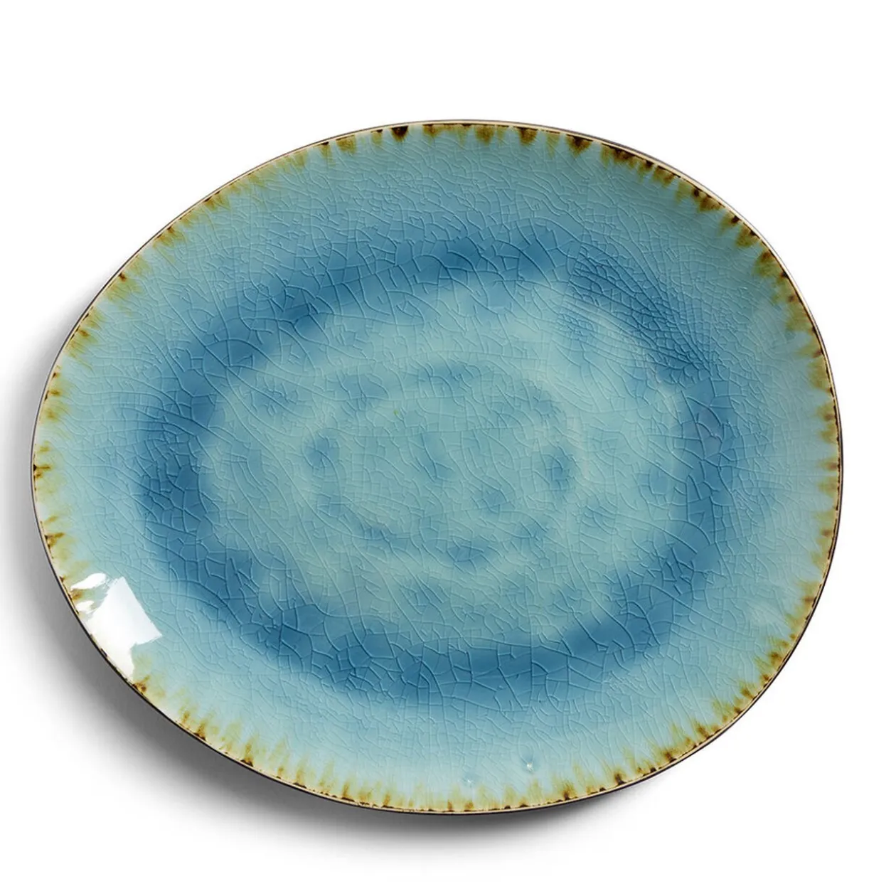 Assiette décore plate grès vert Ø28,5x24cm