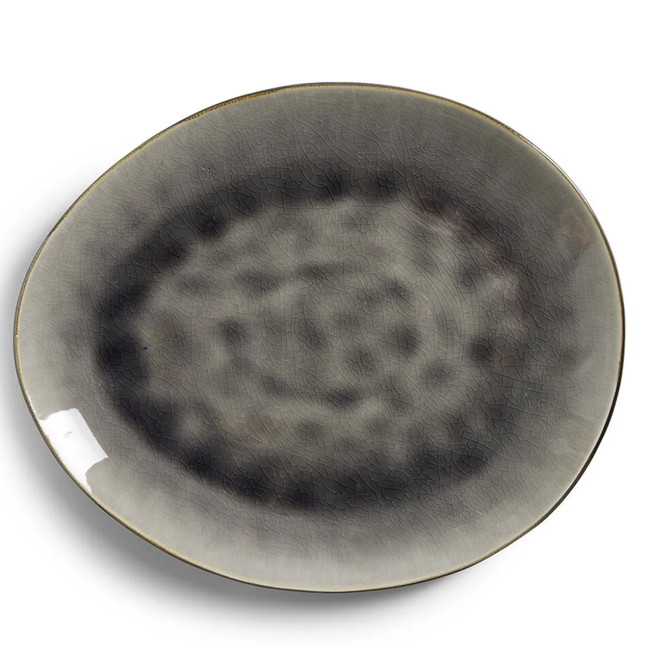 Assiette décore plate grès vert Ø28,5x24cm