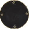 Assiette de présentation ronde noire motifs médaillon doré