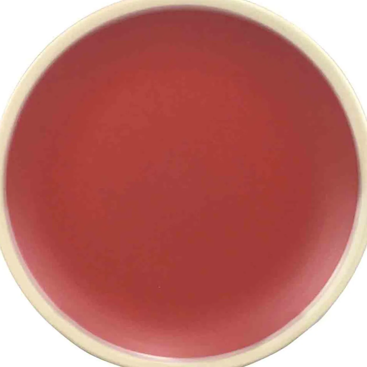 Assiette dessert couleur argile rouge bordure blanche