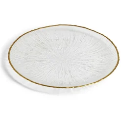 Assiette dessert ronde verre transparent rebord doré Ø21cm