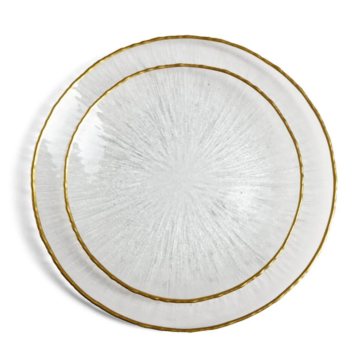 Assiette dessert ronde verre transparent rebord doré Ø21cm