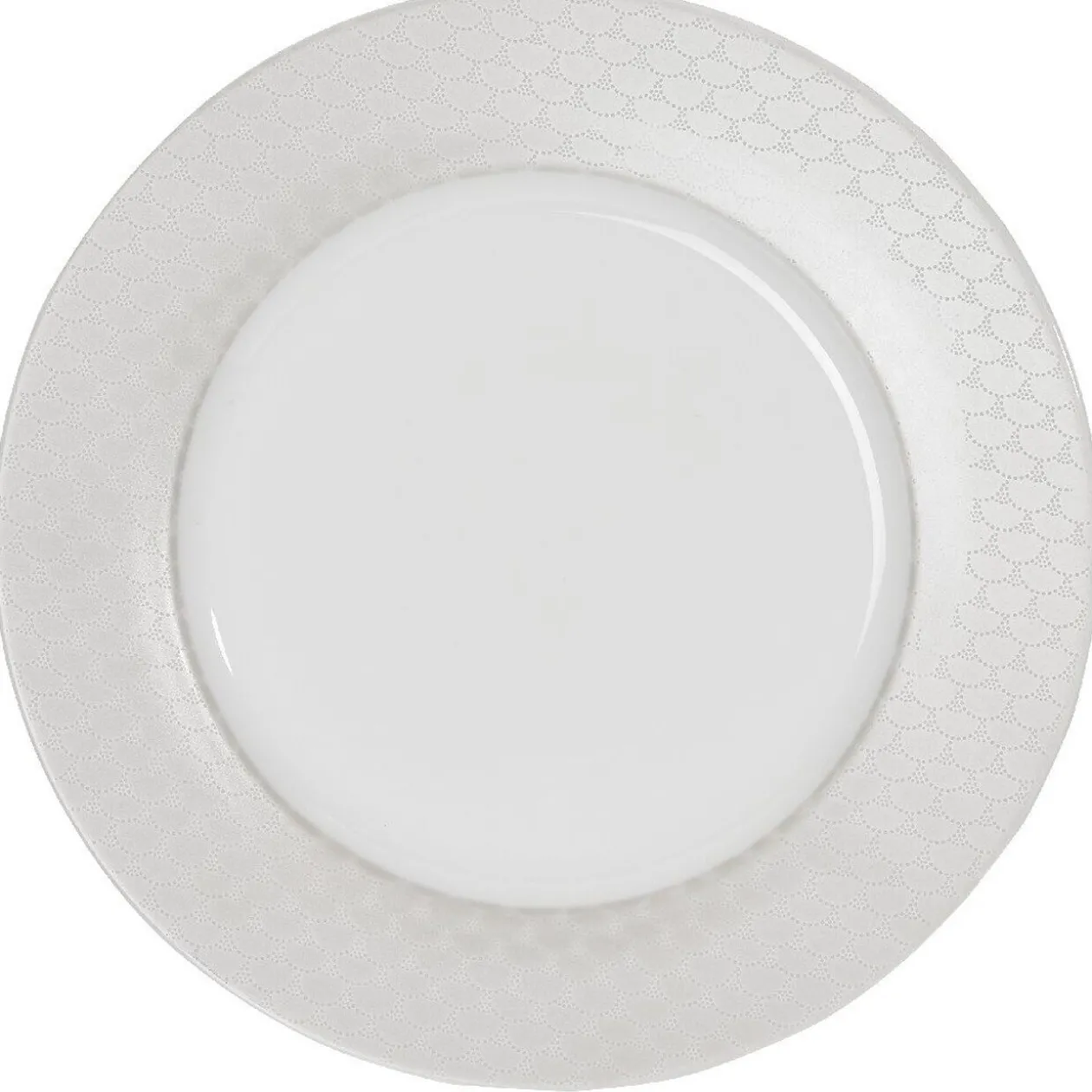 Assiette plate blanche bordure brillante