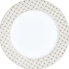 Assiette plate blanche bordure rayons doré