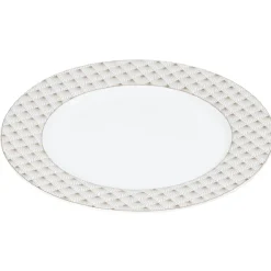 Assiette plate blanche bordure rayons doré