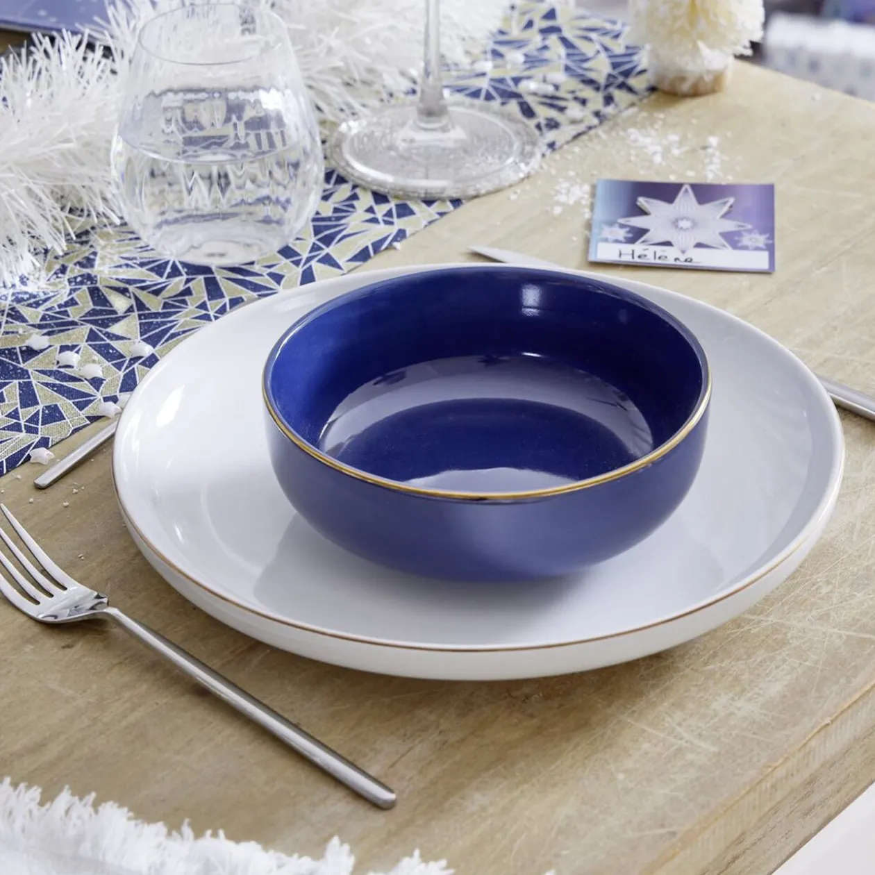 Assiette plate blanche bordure dorée Ø27cm