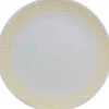 Assiette plate blanche contour grains de riz jaunes