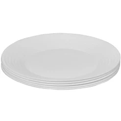 Assiette plate blanche Harena bord ligne en relief x6