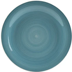 Assiette plate bleu effet spirale x4