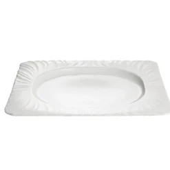 Assiette plate carrée blanche avec intérieur rond Feston