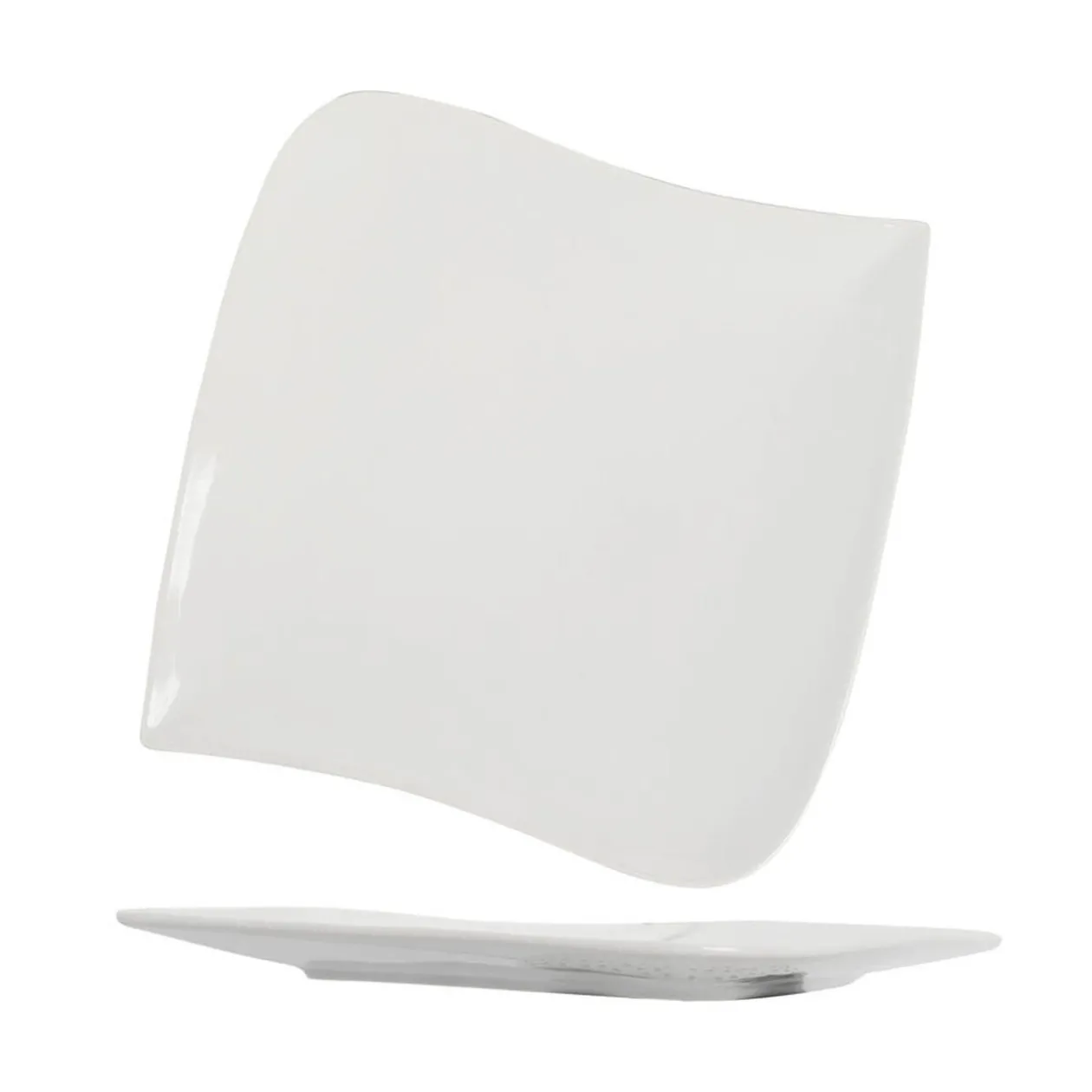 Assiette plate carrée blanche