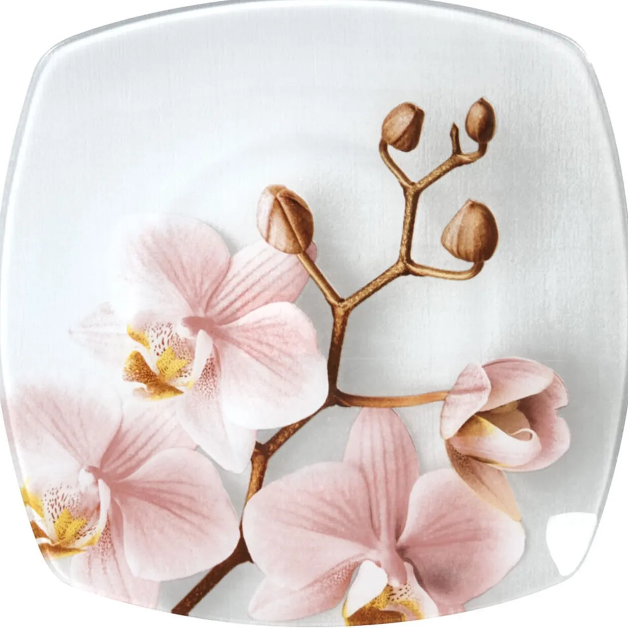 Assiette plate carrée design Orchidée