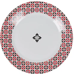 Assiette plate collection folk gris rouge