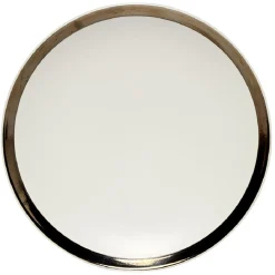 Assiette plate en faïence avec liseré doré