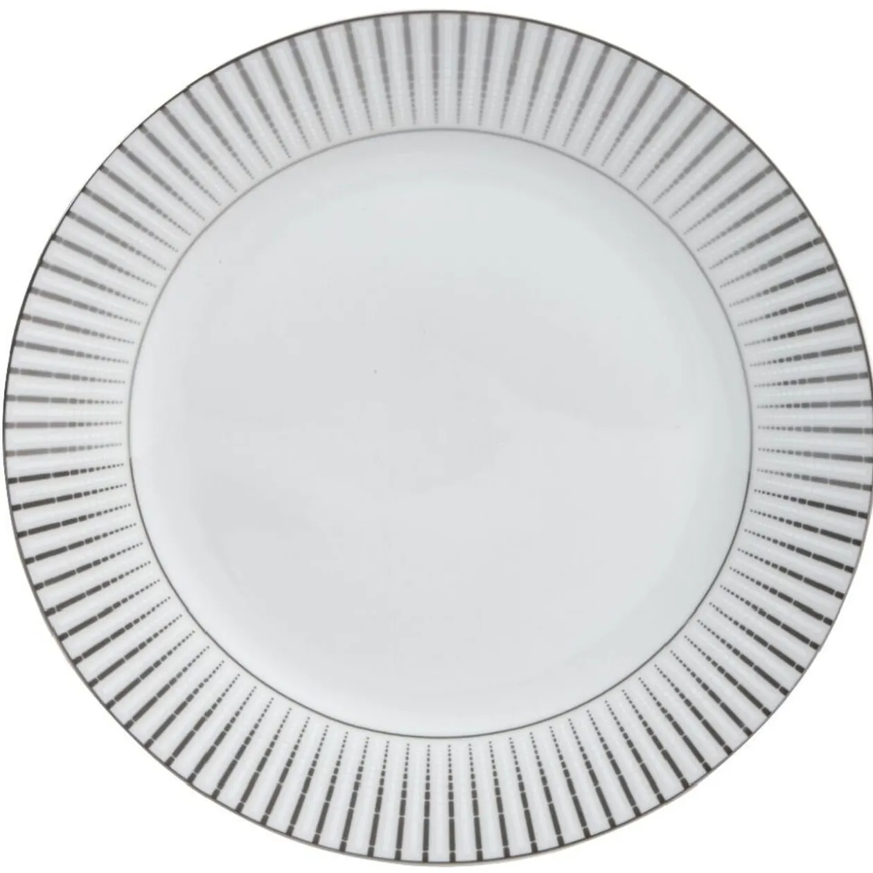 Assiette plate en porcelaine motif argenté