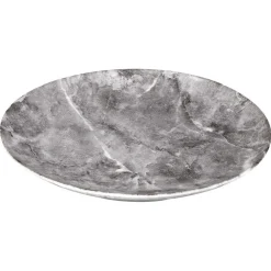 Assiette plate en porcelaine décor marbre gris
