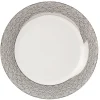 Assiette plate en porcelaine motif argenté